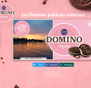 ScanStar-pakkauspalkinnolla palkittuja erilaisia Domino-keksipakkauksia, missä kuluttajien omia valokuvia keksipakettien kannessa.