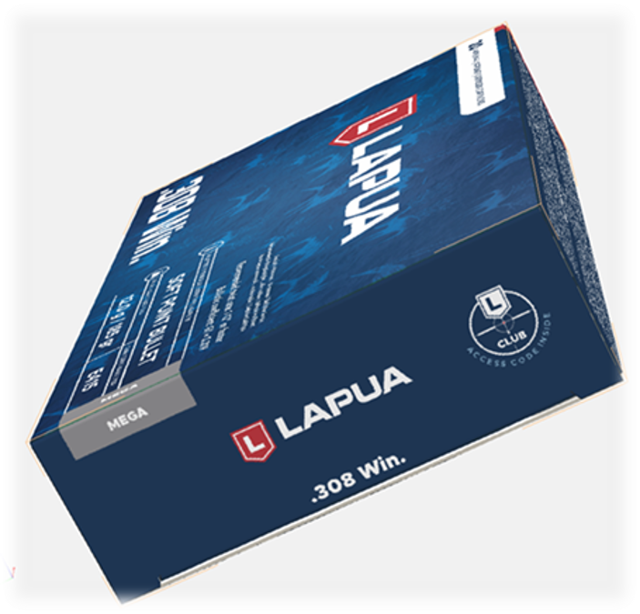 Nammo Lapuan 10 x 10 cm kokoinen neliönmuotoinen kartonkinen ammuspakkaus.